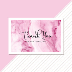 Fototapeta na wymiar thank you card with abstract soft purple watercolor background