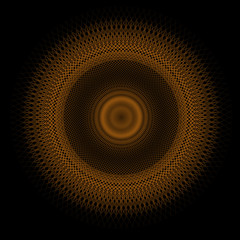 Abstract spirograph art , parabolic curve of line in circle form illustration. Vector image.Round pattern color on black background.