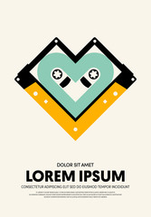 Music poster design template background modern vintage retro style