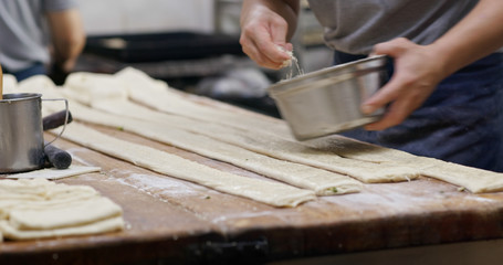 Chef master making chinese bread