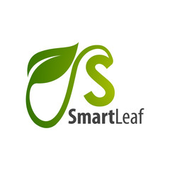 Smart leaf initial letter d logo concept design template