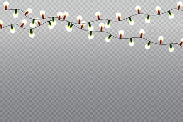 Vector christmas light garland set isolated on transparent background