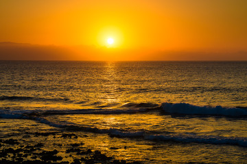 Fototapeta premium Evening sunset view of the coast near the village of Alcala.. Tenerife. Canary Islands..Spain