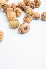 Dried figs on white background