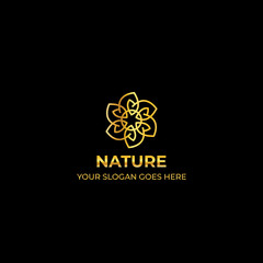 Logo template nature gold color symbol luxury elegant beauty fashion boutique flower - Vector