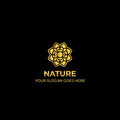Logo template nature gold color symbol luxury elegant beauty fashion boutique flower - Vector