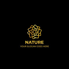 Logo template nature gold color symbol luxury elegant beauty fashion boutique flower - Vector