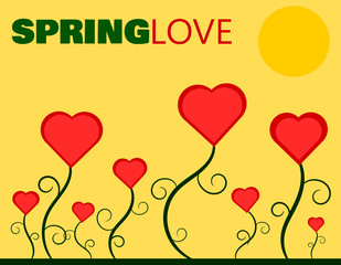 spring love with flower hearts