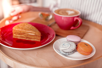 Obraz na płótnie Canvas Top view of a tasty sweet breakfast