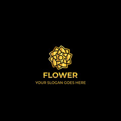 Logo template nature gold color symbol luxury elegant beauty fashion boutique flower - Vector