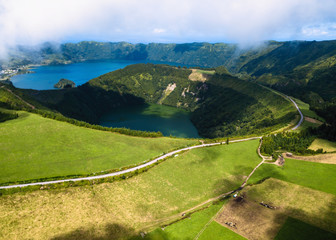 Obraz premium Boca do Inferno lakes in Sete Cidades on San Miguel - Azores islands, Portugal.