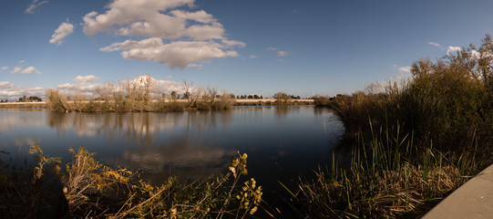 Panoramo of the Sepulveda Basin wildlife refuge in Los Angeles california. 