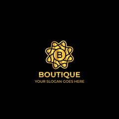 Logo template nature gold color symbol luxury elegant beauty fashion boutique flower - Vector