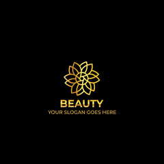 Logo template nature gold color symbol luxury elegant beauty fashion boutique flower - Vector