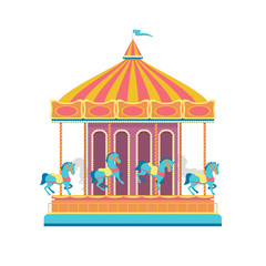 Obraz premium Cartoon Color Merry Go Round Carousel. Vector