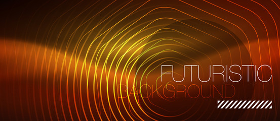 Neon glowing wave, magic energy and light motion background. Vector wallpaper template