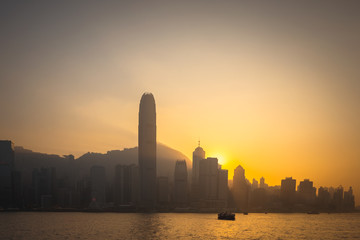 Hong Kong Victoria Harbour view with sunset
