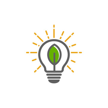 light lamp logo. green eco bulb icon design vector illustration