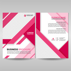 Business brochure template with pink geometric shapes. Annual report cover design, flyer, magazine in A4