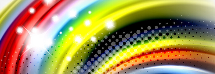 Abstract wave lines liquid fluid rainbow style color stripes background. Artistic illustration for presentation, app wallpaper, banner or poster