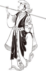 浮世絵　歌舞伎役者　その1　白黒