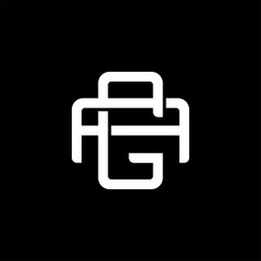 Initial letter A and G, AG, GA, overlapping interlock monogram logo, white color on black background