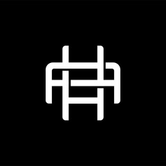 Initial letter A and H, AH, HA, overlapping interlock monogram logo, white color on black background