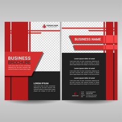 Red and black business brochure template. Annual report cover design, flyer, magazine in A4