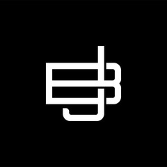 Initial letter B and J, BJ, JB, overlapping interlock monogram logo, white color on black background