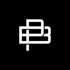 Initial letter B and P, BP, PB, overlapping interlock monogram logo, white color on black background