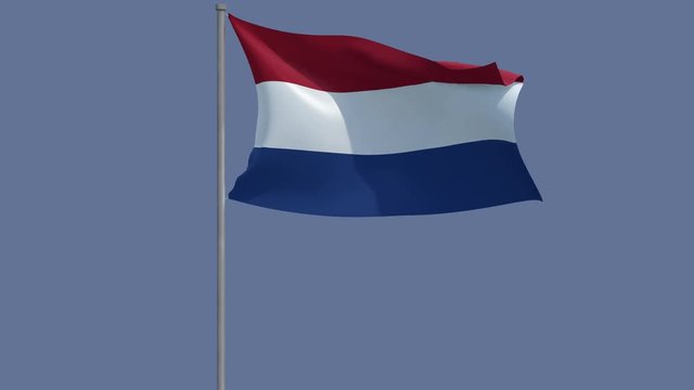 Flag of the Netherlands waving in the wind. In 4k, loopable and with alpha channel embedded(In Prores version only).