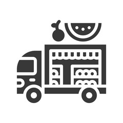 Fruit truck vector, Food truck solid style icon