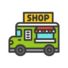 Food truck vector,filled style editable stroke icon
