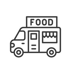 Food truck vector, line style editable stroke icon