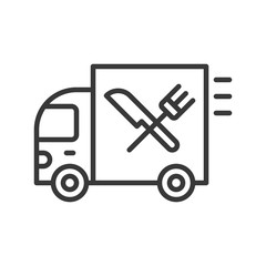 Food truck vector, line style editable stroke icon