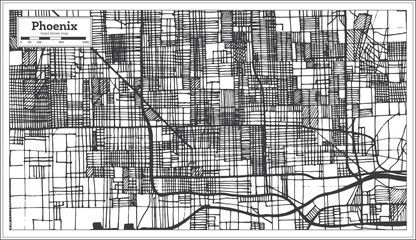 Phoenix USA City Map in Retro Style. Outline Map.