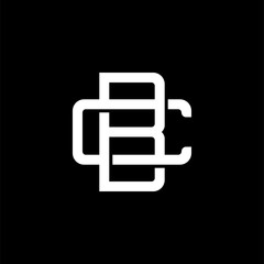 Initial letter C and B, CB, BC, overlapping interlock monogram logo, white color on black background