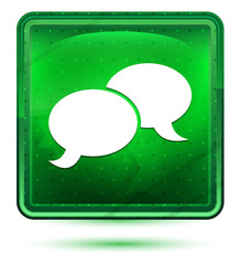 Chat icon neon light green square button