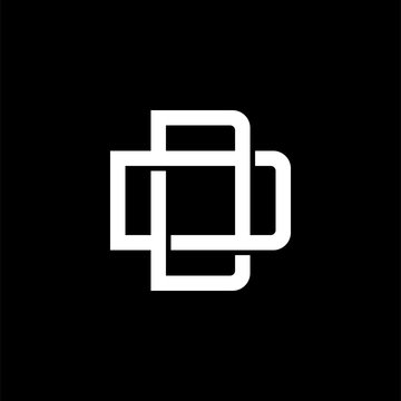 Initial letter D and D, DD, overlapping interlock monogram logo, white color on black background