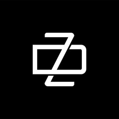 Initial letter D and Z, DZ, ZD, overlapping interlock monogram logo, white color on black background