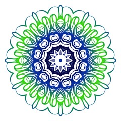 Blue, green gradient color Beautiful round flower mandala. Vector illustration. Abstract