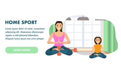 Mother and Daughter Involved Sport Engaged in Yoga