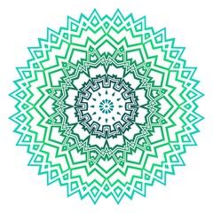Green color Mandala, tribal ethnic ornament. Vector illustration. Islamic arabic indian pattern. For fashion print