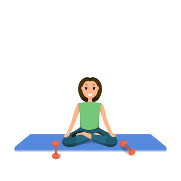 Smiling Child Sits Lotus Position Involved Sport