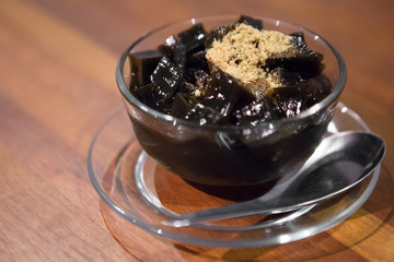 Close up Black grass jelly