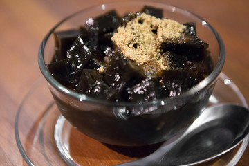 Close up Black grass jelly