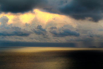Sky at the sea with sunset in evening. Nature background.