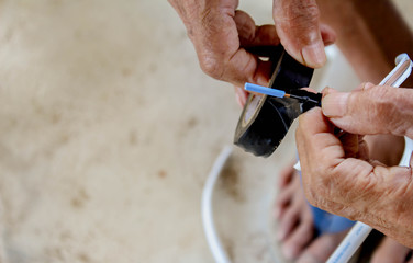  Carpentry tools taken on wooden floors