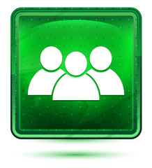 Group icon neon light green square button