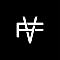 Initial letter F and V, FV, VF, overlapping interlock monogram logo, white color on black background